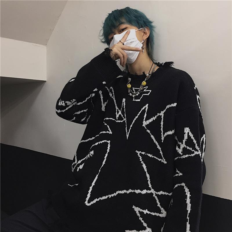 Women's Sweaters Autumn Winter Men Ripped Oversized Knitted Sweater Irregular Design Hip Hop Punk Cross Graffiti Knitwear Women Vintage Pull, Black
Women's Sweaters Autumn Winter Men Ripped Oversized Knitted Sweater Irregular Design Hip Hop Punk Cross Graffiti Knitwear Women Vintage Pull, Black