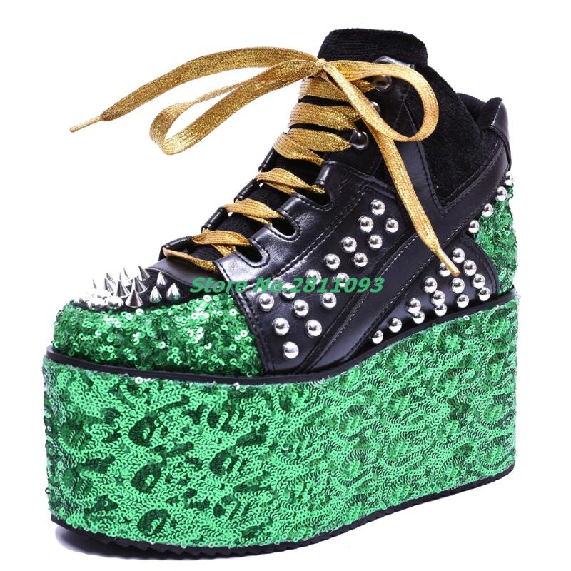 Dress Shoes Rivet Platform Lace Up Thick Muffin Heel Patchwork Est Women Round Toe Black Green
Dress Shoes Rivet Platform Lace Up Thick Muffin Heel Patchwork Est Women Round Toe Black Green