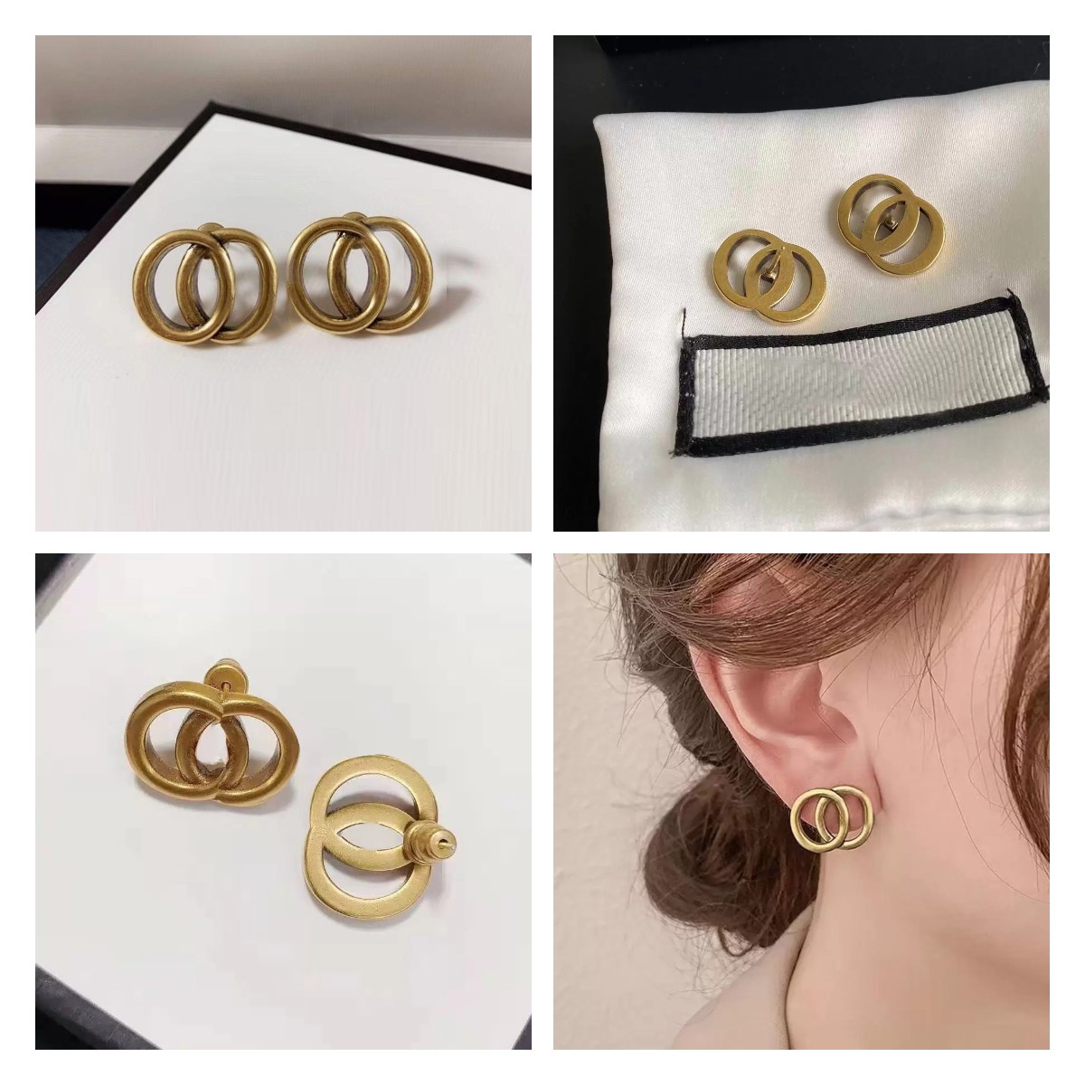 Female Brand Designer Classic Style Double G Letter Stud Earrings Gold 24k Luxurys Retro Earrings Love Gift with Box
Female Brand Designer Classic Style Double G Letter Stud Earrings Gold 24k Luxurys Retro Earrings Love Gift with Box