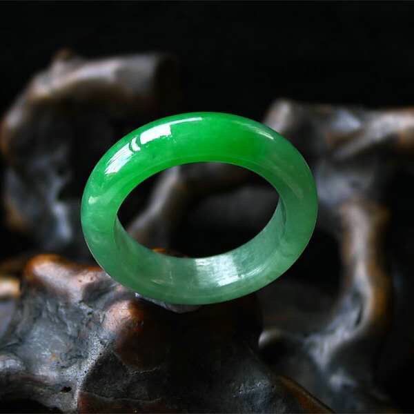 Jadeite Jade Ring Band for Woman or Man Thin Modern Jewelry Raw Stone Chinese Solid Stone
