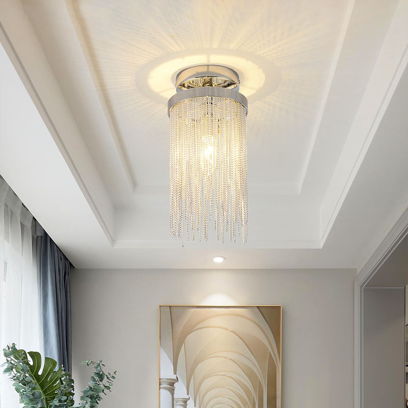 Gold/Silver Modern Pendant Lamps Bedroom Dining Room Decoration Tassel Chain Kitchen LED Pendant Lamp Hallway Indoor Lighting