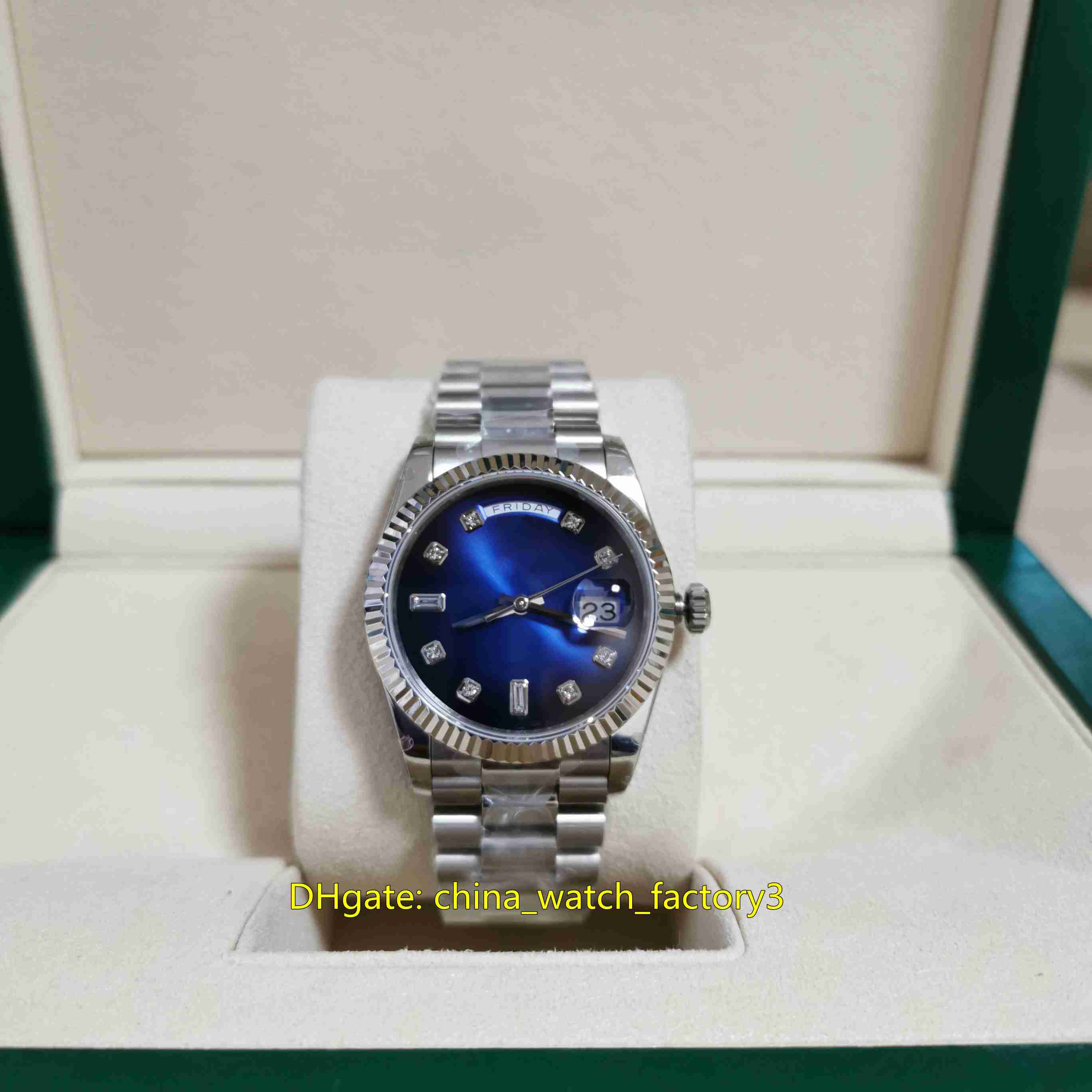 BP Maker Top Quality Unisex Watches 36mm Day-Date 128239 Blue Diamond Dial CAL.2813 2836 3255 Movement Mechanical Automatic Mens Watch Men's Women's Wristwatches, Plastic box
BP Maker Top Quality Unisex Watches 36mm Day-Date 128239 Blue Diamond Dial CAL.2813 2836 3255 Movement Mechanical Automatic Mens Watch Men's Women's Wristwatches, Plastic box