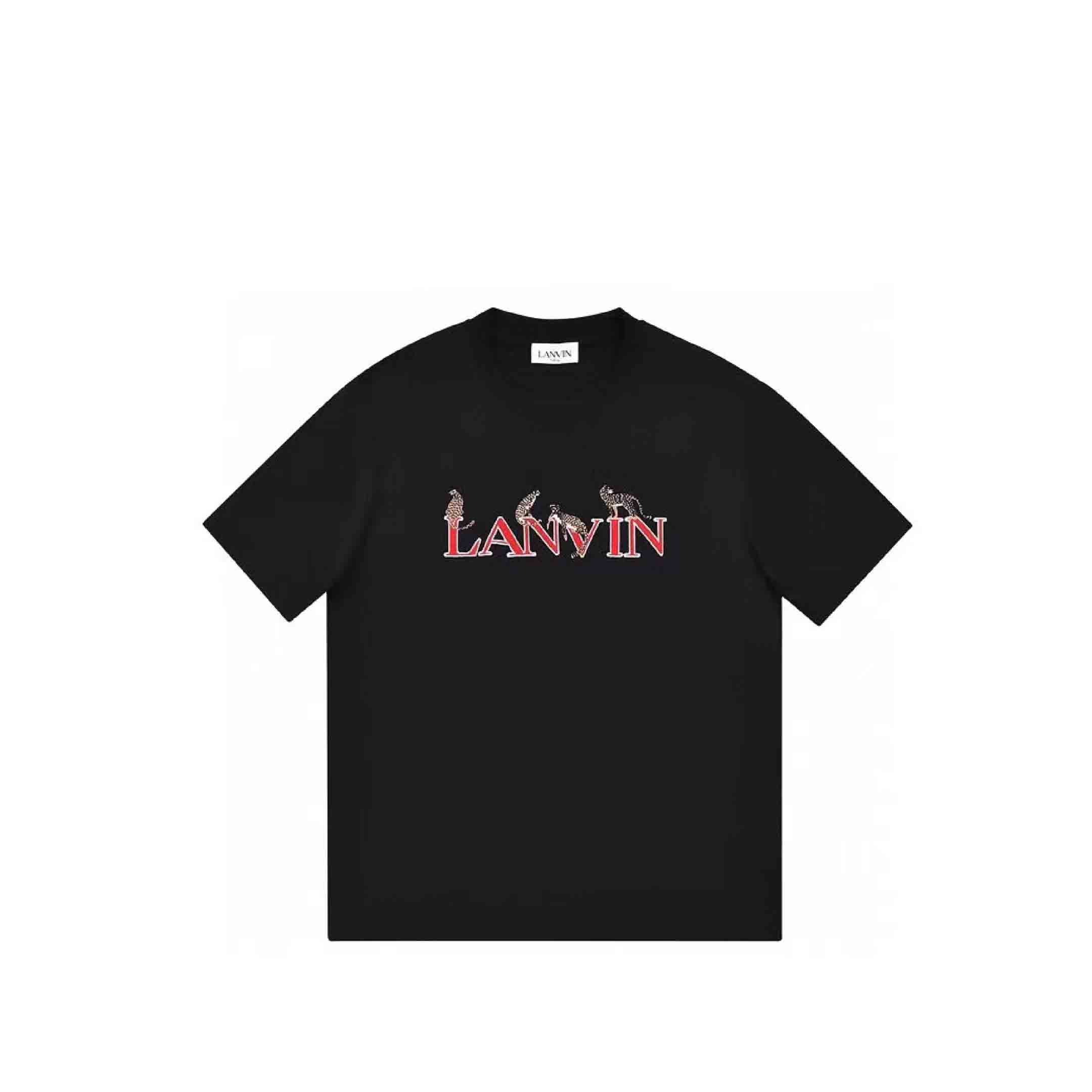 Lanvin Light Luxury Men' and wo men' T-shirts fortune into leopard embroidered short sleeves for outdoor sports leisure, Black
Lanvin Light Luxury Men' and wo men' T-shirts fortune into leopard embroidered short sleeves for outdoor sports leisure, Black