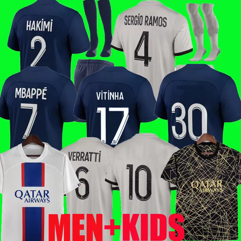 HAKIMI maillot de foot MBAPPE 22 23 soccer jersey 2022 2023 FOOTBALL shirt men kids enfants Breathable MARQUINHOS KIMPEMBE fourth sergio RAMOS Vitinha Donnarumma, Home 
HAKIMI maillot de foot MBAPPE 22 23 soccer jersey 2022 2023 FOOTBALL shirt men kids enfants Breathable MARQUINHOS KIMPEMBE fourth sergio RAMOS Vitinha Donnarumma, Home