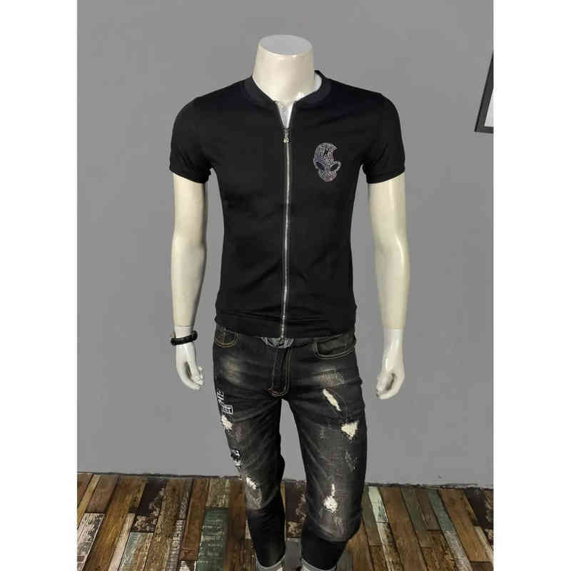 summer slim men's skull hot drill letter printing quick-drying cardigan personalized youth Fashion short sVE Fashion half sVE T-shirt, White
summer slim men's skull hot drill letter printing quick-drying cardigan personalized youth Fashion short sVE Fashion half sVE T-shirt, White