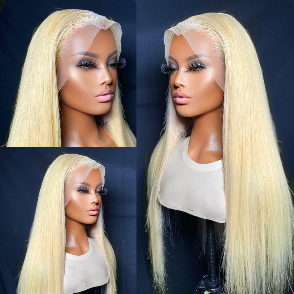 28 30 Inch 13x4 Straight 613 Blonde Human Hair Wigs Bone Straight Synthetic Lace Frontal Wig For Black/White Women