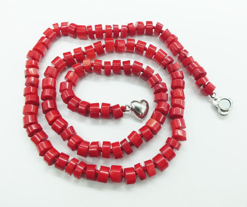 Chokers Classic 6MM Red Coral Necklace 21inches