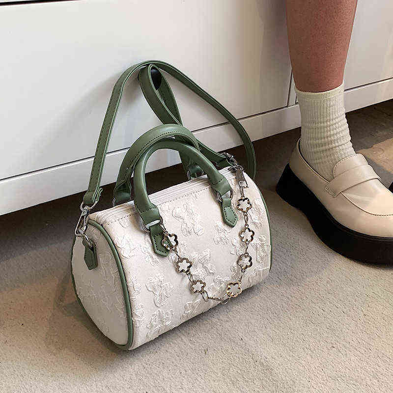 Green Handbag Women's 2022 Fashion Spring and Summer Fresh Ins One Shoulder Boston Bag Jacquard Menger, White
Green Handbag Women's 2022 Fashion Spring and Summer Fresh Ins One Shoulder Boston Bag Jacquard Menger, White
