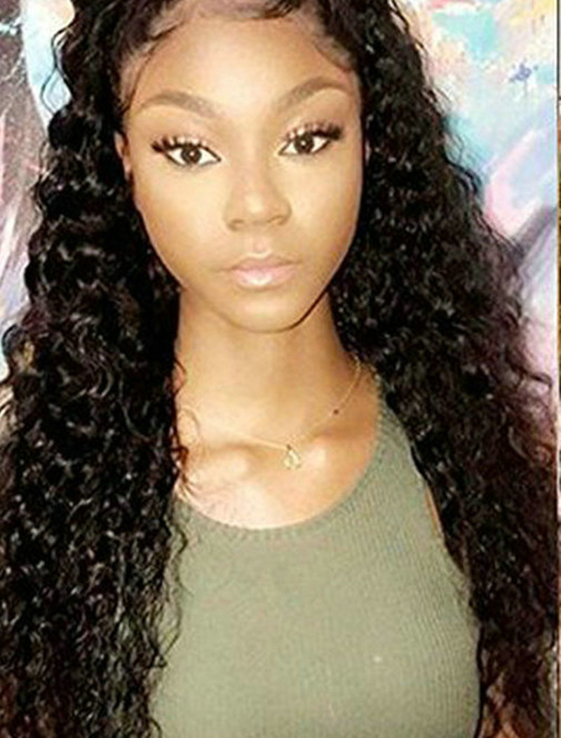 Brazilian deep wave Human Hair wigs 13x4 pre plucked 360 Lace Frontal Wigs With Baby Hairs Curly full natural Front Wig For Black Women 150% Density D