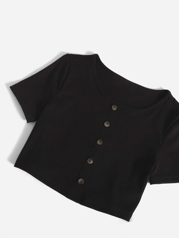 Girls Button Up Tee and Slant Pocket Joggers Set SHE