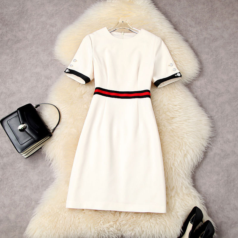 2022 Summer Short Sleeve Round Neck Apricot / Black Contrast Color Panelled Buttons Knee-Length Dress Elegant Casual Dresses 22L025043, Multi
2022 Summer Short Sleeve Round Neck Apricot / Black Contrast Color Panelled Buttons Knee-Length Dress Elegant Casual Dresses 22L025043, Multi