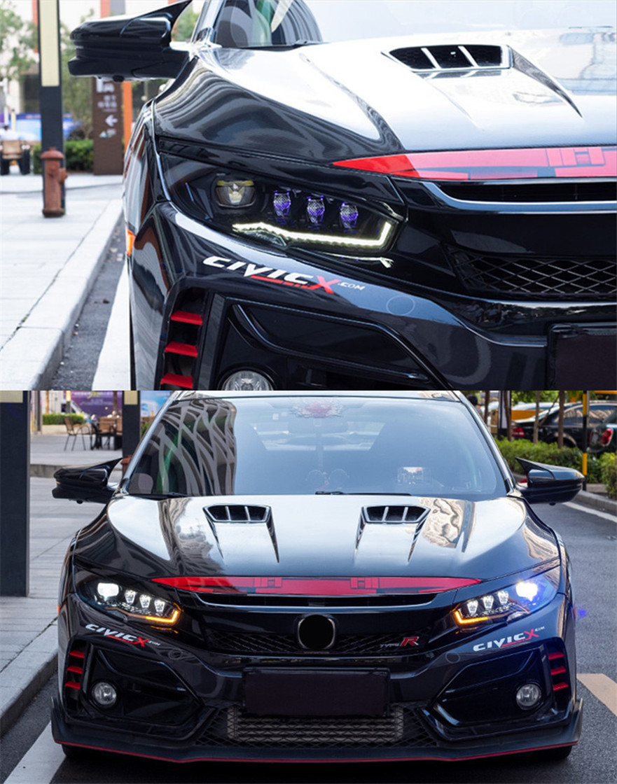 Car Lights For Civic X FC1 FC2 FC5 20 16-2021 LED Diamond Headlights DRL Dynamic Turn Signal Lamp Accessories Assembly Upgrade