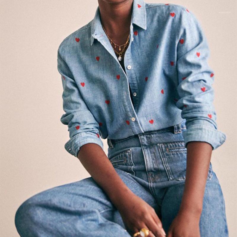Men' Casual Shirts Original Brand Women Turn-down Collar Shirt Heart Embroidery Single Brested Long Sleeve Blouse Spring, Sky blue
Men' Casual Shirts Original Brand Women Turn-down Collar Shirt Heart Embroidery Single Brested Long Sleeve Blouse Spring, Sky blue