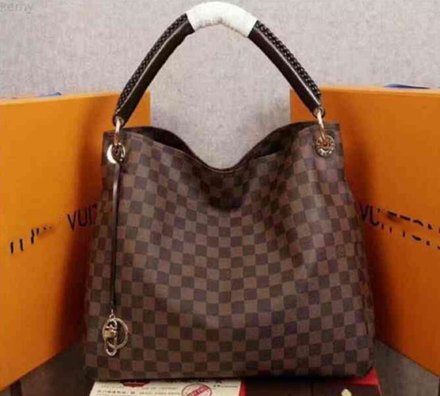 Designers Shell handbags CrossBody Bag Fashion Women Leather High Quality Designer ONTHEGO Women handbags, White grid