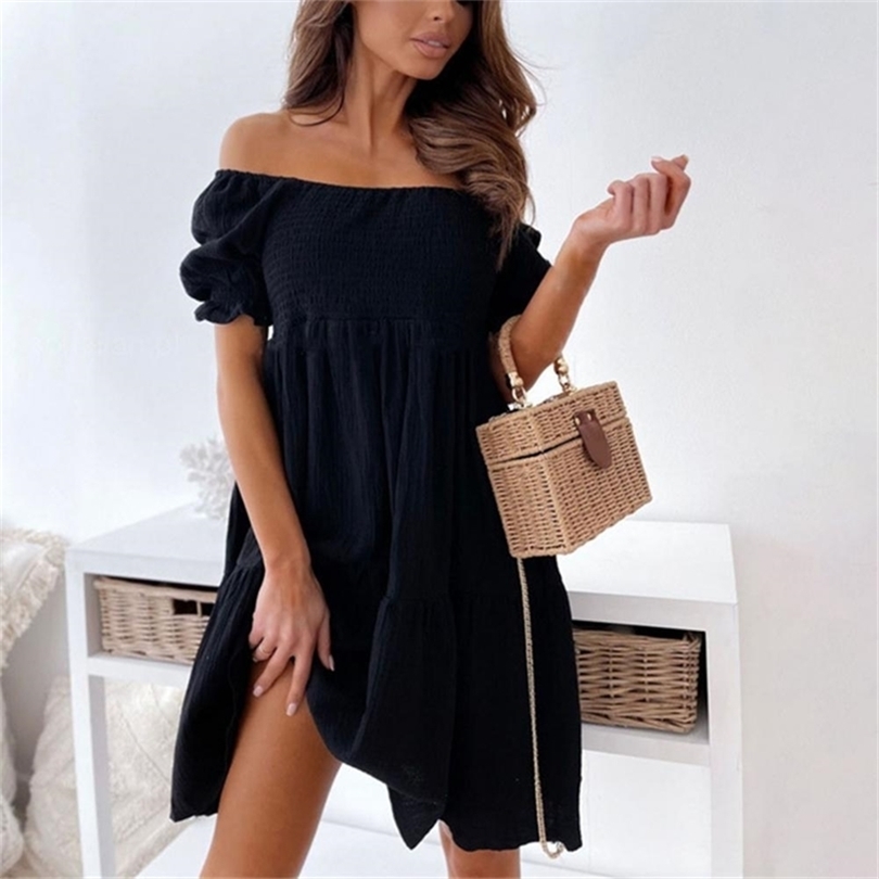 Women Sexy Backless Mini Dress Summer Fashion Lady Slash Neck White Puff Sleeve Big Swing Party Beach Dresses Casual Robe Femme 226014, Beige
Women Sexy Backless Mini Dress Summer Fashion Lady Slash Neck White Puff Sleeve Big Swing Party Beach Dresses Casual Robe Femme 226014, Beige