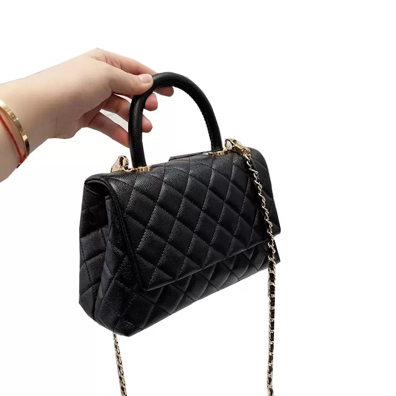 

22cm/28cm Classical Top Handle Totes Designer Bags Caviar Calfskin Quilted Matelasse Chain Single Flap Vanity Cosmetic Outdoor Sacoche Purse Luxury_handbags, Box