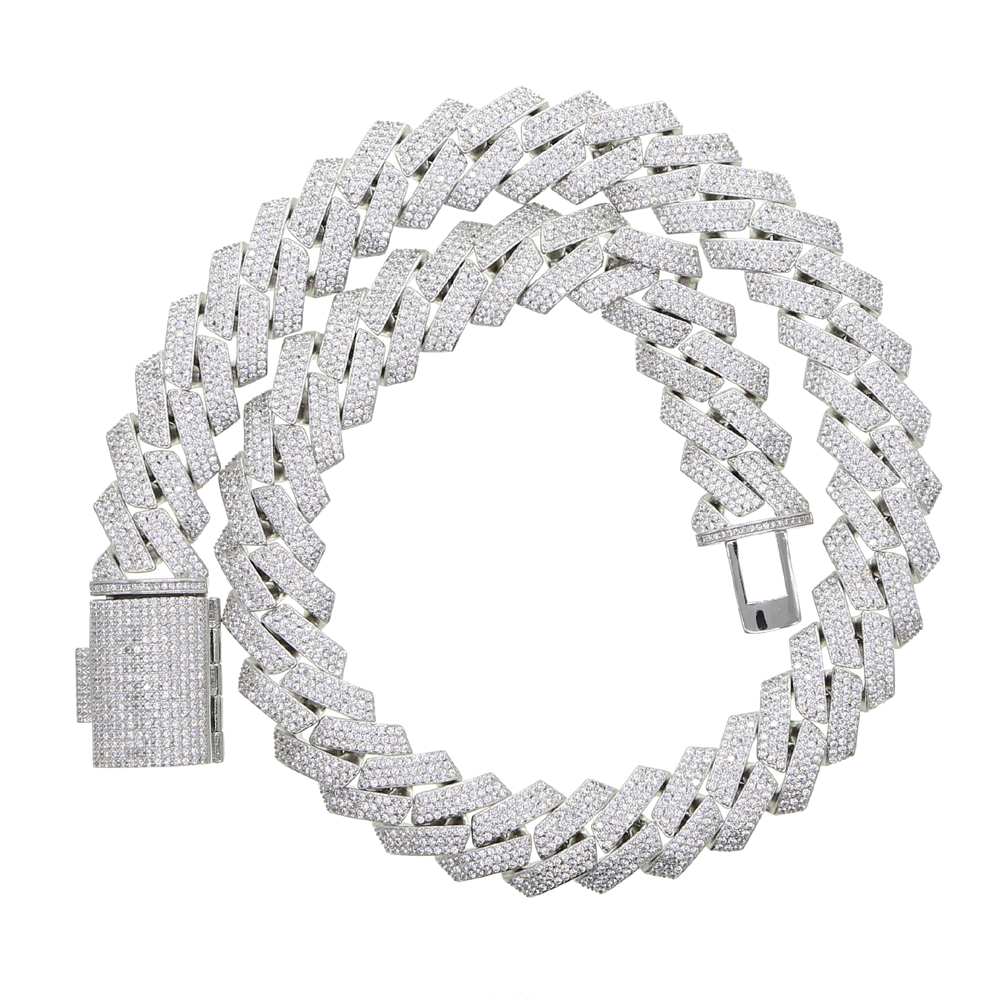 Big Heavy Hip Hop ice Men Boy Necklace Jewelry Micro Pave CZ Rose Gold Two Tone Color Rock Punk Ice Out Cuban Chain Necklaces 19mm