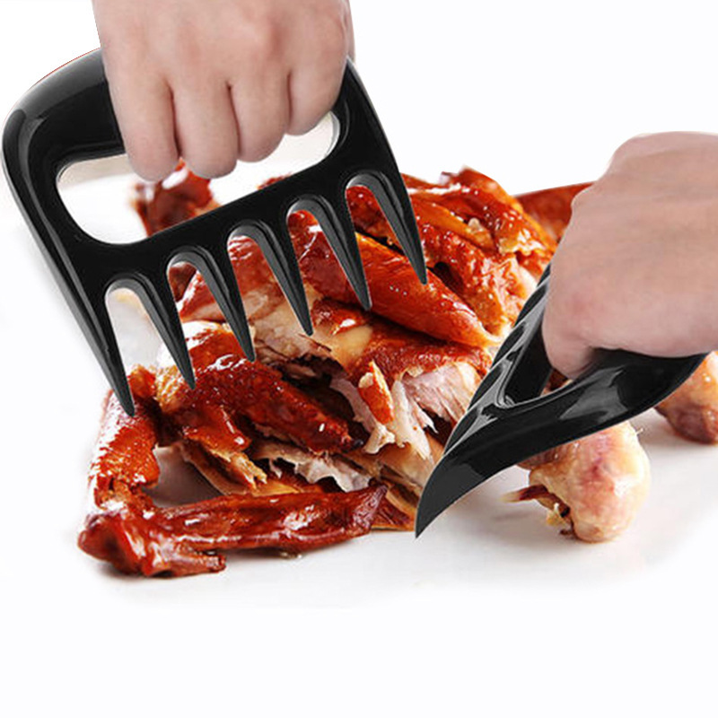 

Black Meat Bear Claws Plastic Forks BBQ Shredder Chicken Separator Easy Clean Use Barbecue Kitchen Tools