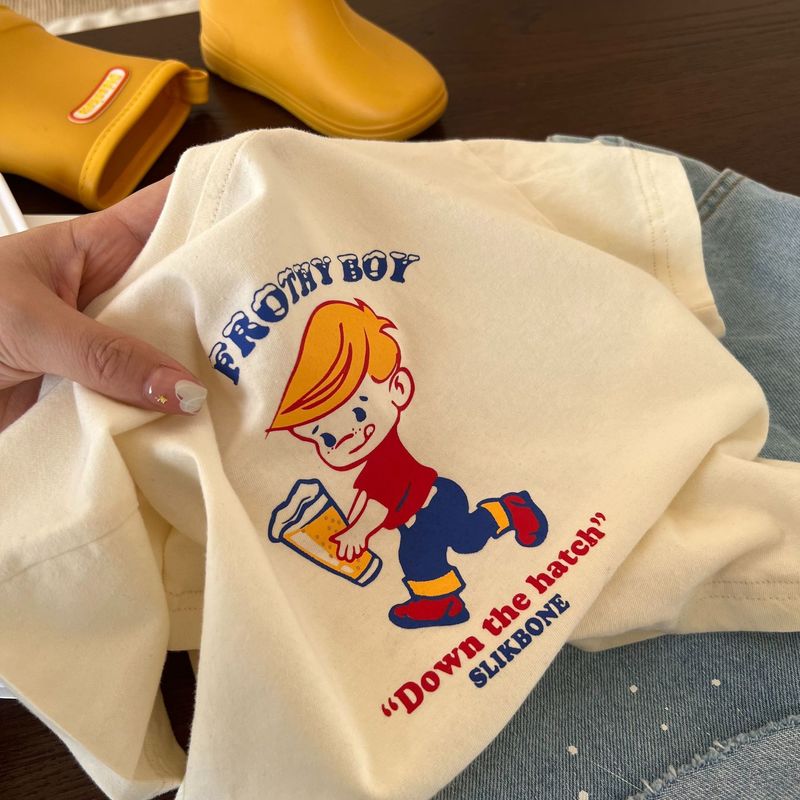 Children's Short Sleeved Top Summer Boys Girls Cartoon Loose Leisure Print T-Shirt Trend 220701