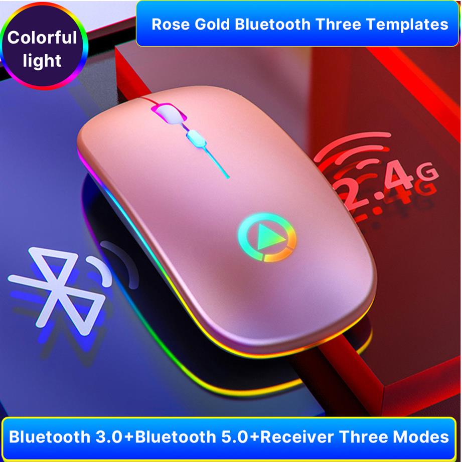 Epacket Wireless Mice Bluetooth RGB Rechargeable Silent Mouse Computer LED Backlit Ergonomic Gaming Mouse For Laptop PC2412296H