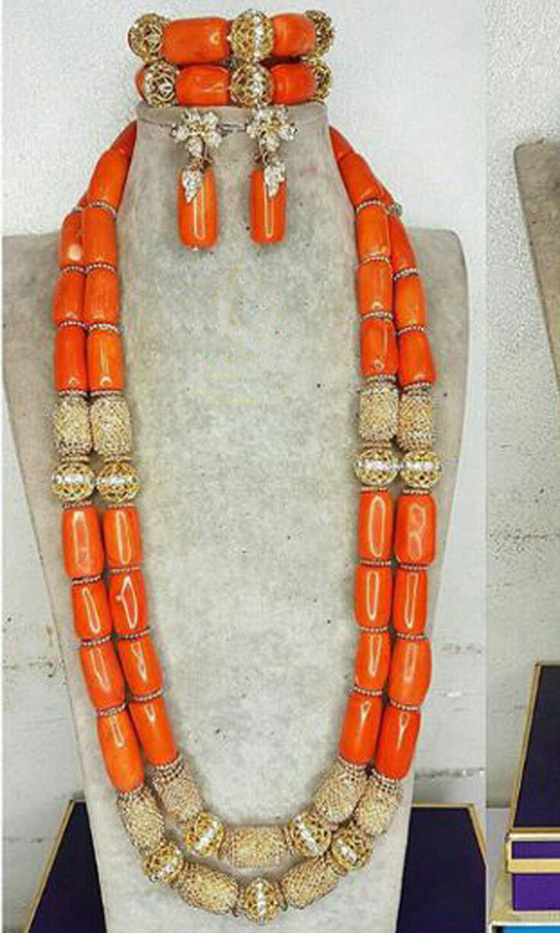 Nigeria Wedding Jewelry Handmade Original Coral African Beads Jewelry Set Gold Dubai Women Costume Jewelry Set Coral Party ABG8 220716