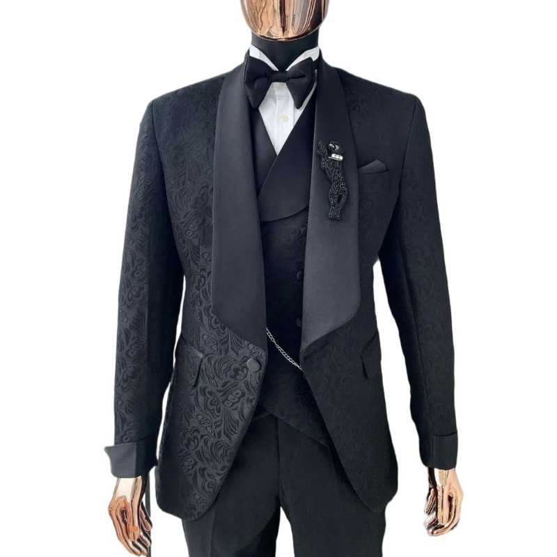 Men's Suits & Blazers Custom Made Black Floral Jacquard Men Slim Fit 3 Piece Outfit /Print Blazer Vest Pant Men's Classic Wedding Clothe, As picture
Men's Suits & Blazers Custom Made Black Floral Jacquard Men Slim Fit 3 Piece Outfit /Print Blazer Vest Pant Men's Classic Wedding Clothe, As picture