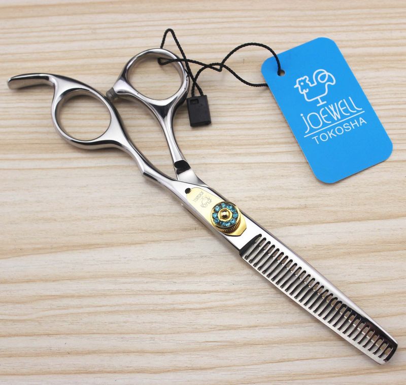 handle cutting/ thinning hair scissors with gemstone 6CR professional barber tool free shipping