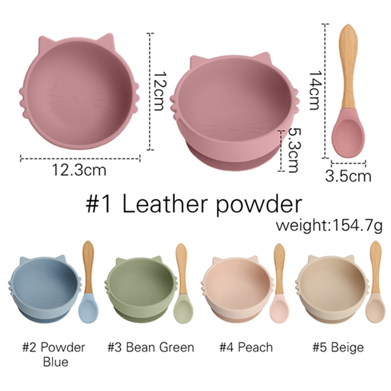 Bopoobo 2Pcs/1Set Silicone Baby Feeding Bowl Tableware Waterproof Spoon Non-Slip Crockery BPA Free Silicone Dishes for Baby Bowl 220512