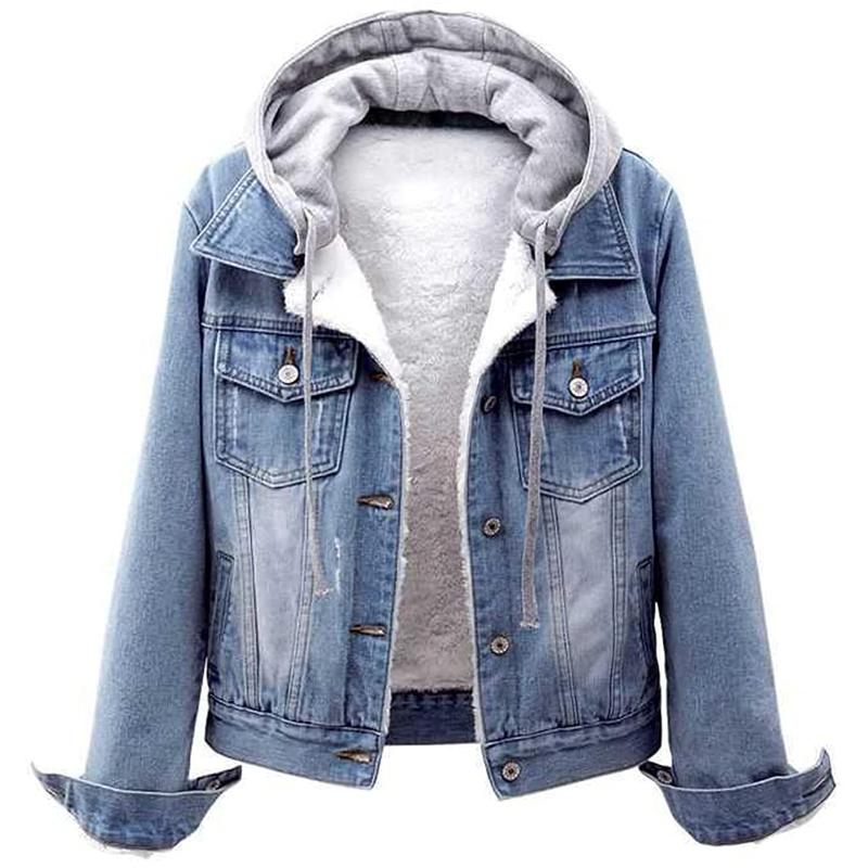 Women's Jackets Teen Girls Winter Plush Lining Hoodie Denim Jacket Vintage Button Down Coat With PocketWomen's, Blue
Women's Jackets Teen Girls Winter Plush Lining Hoodie Denim Jacket Vintage Button Down Coat With PocketWomen's, Blue