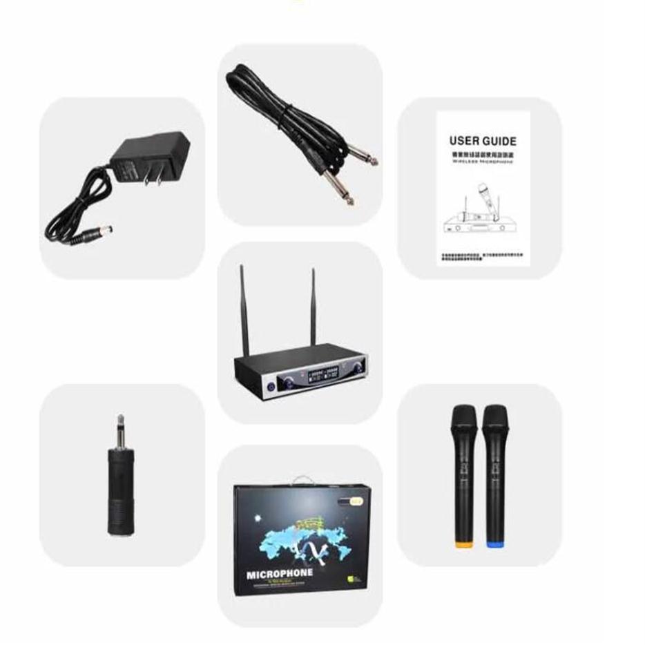 MU899 UHF Dual Handheld Wireless Microphone Karaoke KTV Microphone Speaker Microfono Smartphone Portable Computer Mic PA Theater