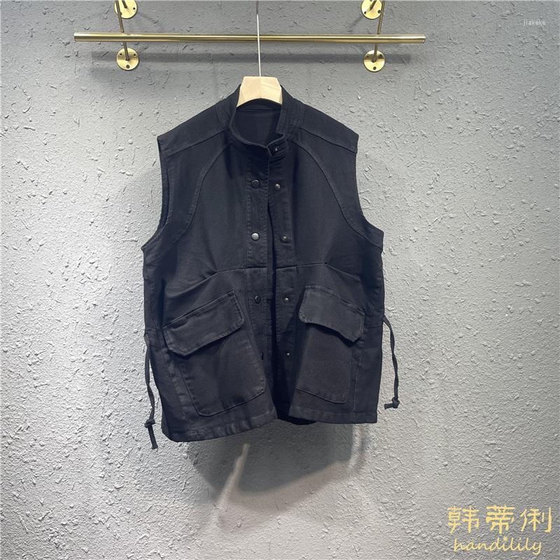 Women' Vests Fashion Loose Black Sleeveless Jacket Women Stand Collar Single Breasted Drawstring Waistcoat Top Womens Vest
Women' Vests Fashion Loose Black Sleeveless Jacket Women Stand Collar Single Breasted Drawstring Waistcoat Top Womens Vest