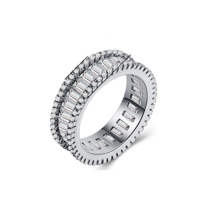 Choucong Brand Wedding Rings Luxury Jewelry 925 Sterling Silver Fill Radiant Shape 5A Cubic Zircon CZ Diamond Gemstones Party Women Engagement Band Ri