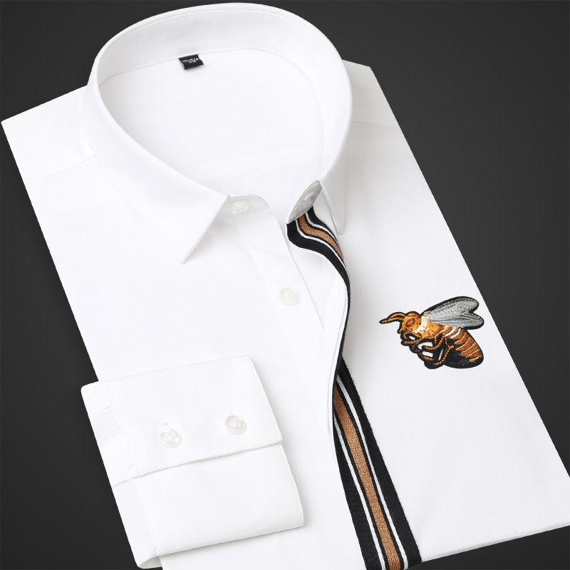 Men' Casual Shirts Embroidered White Shirt Men' Long Sleeve Smart Business Mens Fashion Clothing Trends Pure Cotton ShirtMen, 111
Men' Casual Shirts Embroidered White Shirt Men' Long Sleeve Smart Business Mens Fashion Clothing Trends Pure Cotton ShirtMen, 111