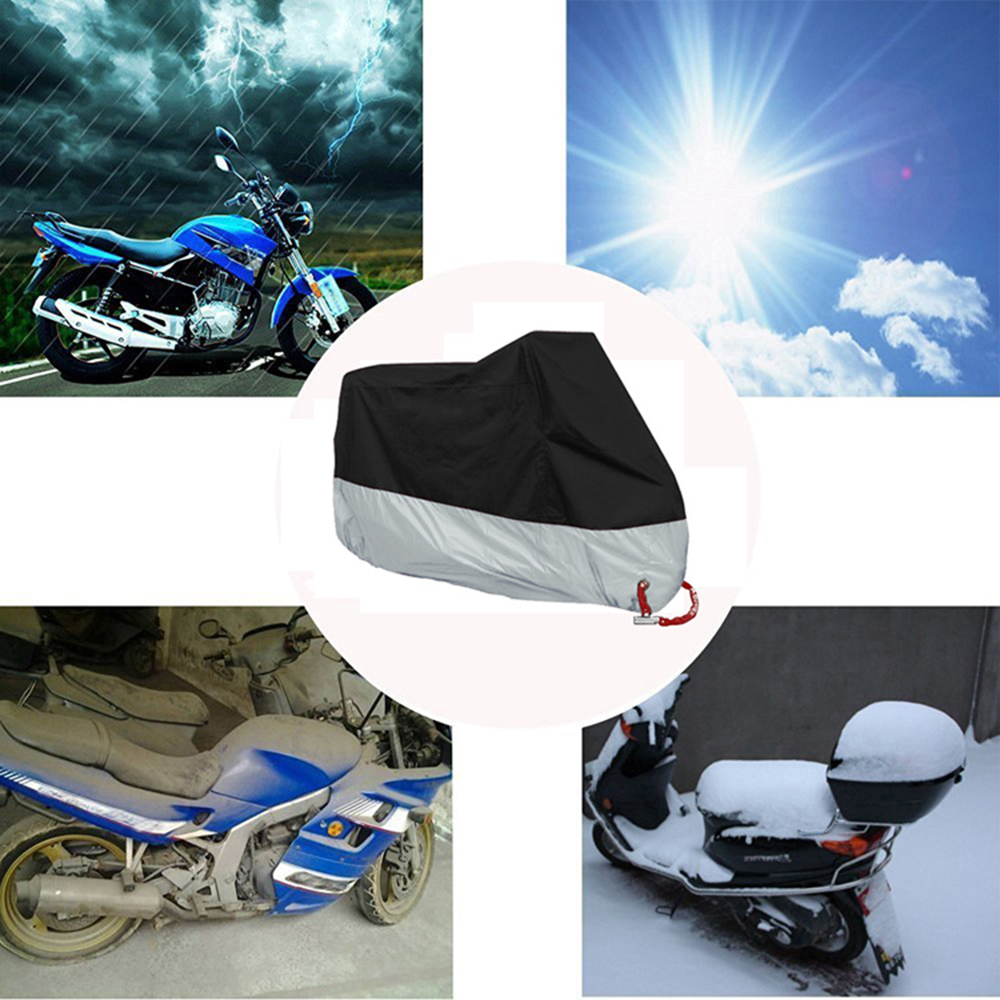 New 190T Silver Coated Cloth Motorcycle Cover Outdoor Uv Protector All Season Waterproof Bike Rain Dustproof Motor Scooter Covers