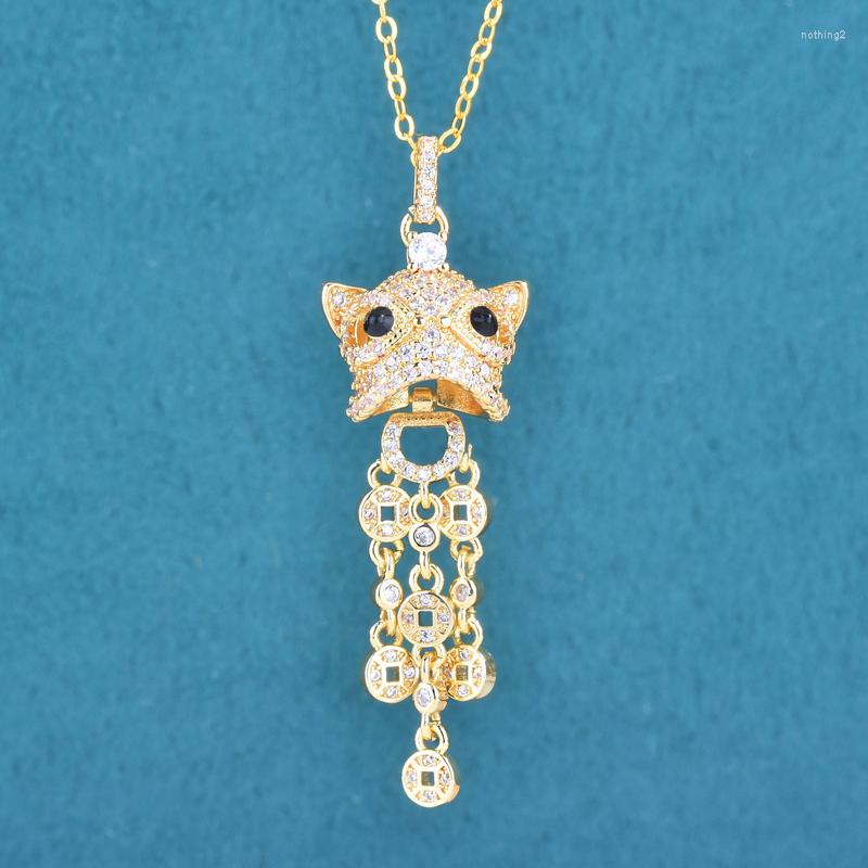 Pendant Necklaces Classic Lion Dance Necklace Inlay Shine Small Zircon Fashion Tassels Money Coin Jewelry For Women Wedding Engagement
Pendant Necklaces Classic Lion Dance Necklace Inlay Shine Small Zircon Fashion Tassels Money Coin Jewelry For Women Wedding Engagement