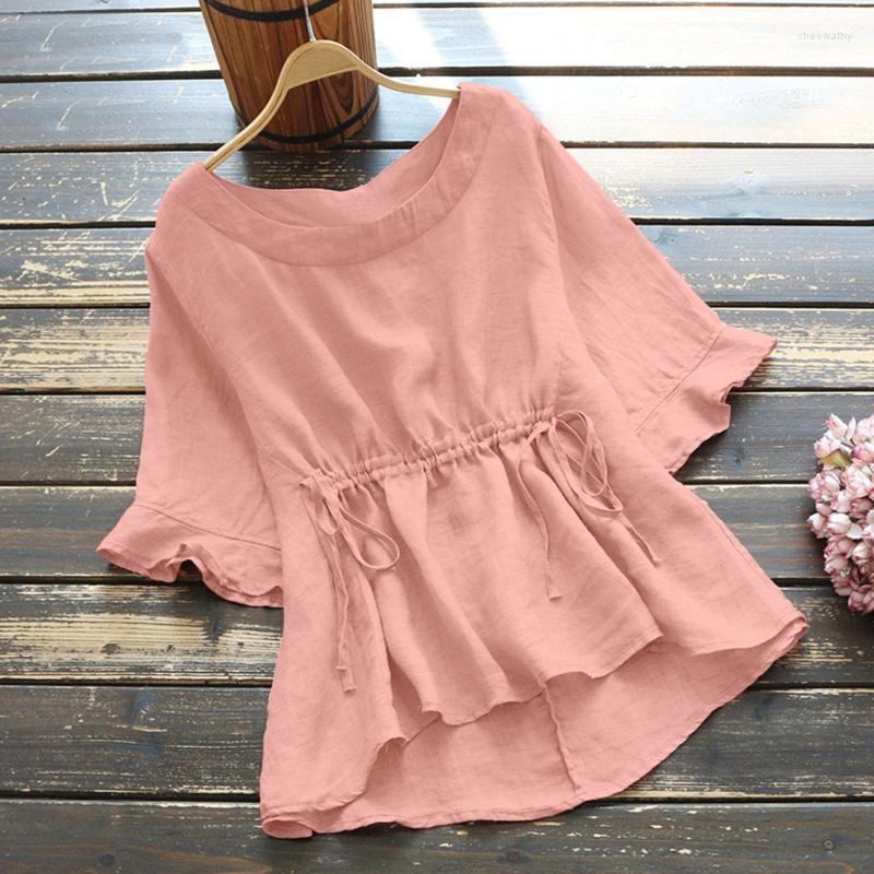 Women' Blouses & Shirts Korean Fashion Blouse Women Casual Slim Drawstring Belt Solid O Neck Ruffle Sleeve Cotton Linen Blend Loose Tops Ch, Pk
Women' Blouses & Shirts Korean Fashion Blouse Women Casual Slim Drawstring Belt Solid O Neck Ruffle Sleeve Cotton Linen Blend Loose Tops Ch, Pk