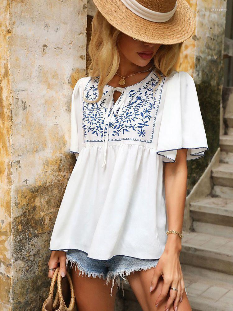 Women' Blouses & Shirts Spring Summer Women' O Neck Lace Up White Print High Waist Casual Short Sleeve For FashionWomen' Chee22
Women' Blouses & Shirts Spring Summer Women' O Neck Lace Up White Print High Waist Casual Short Sleeve For FashionWomen' Chee22