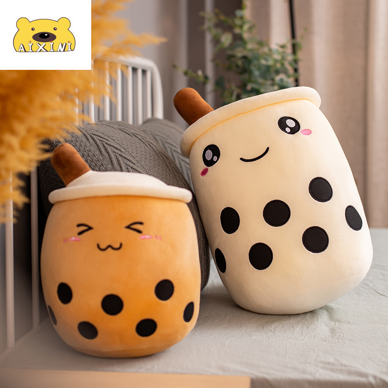 Bubble Tea Plush Toy Boba Milk Cup Shaped Pillow Real Life Food Stuffed Soft Back Cushion Gift Kid Birthday 220531