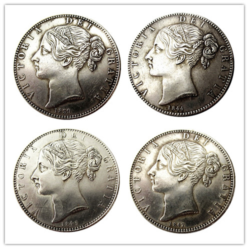 A set of(1839-1847) 4pcs Queen Victoria Young Head Silver Plated Craft Crown Coin - Great Britain Copy Decorate Coin metal dies manufacturing
A set of(1839-1847) 4pcs Queen Victoria Young Head Silver Plated Craft Crown Coin - Great Britain Copy Decorate Coin metal dies manufacturing