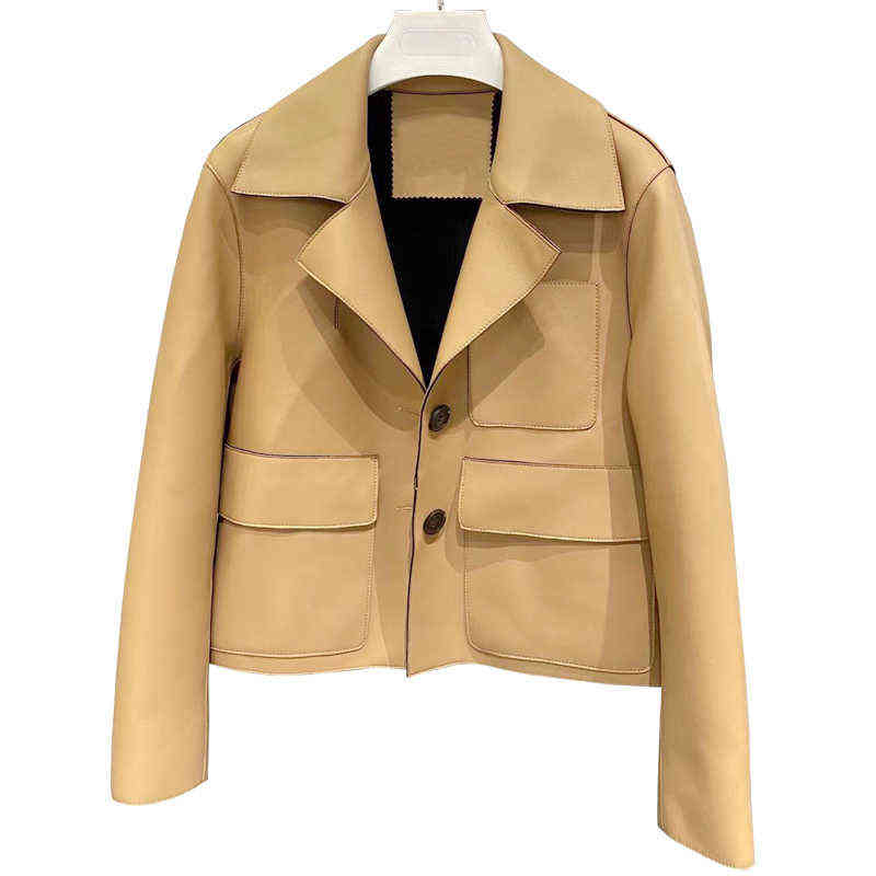 New Leather Women Coat Fashion Female Sheepskin Suit Jacket Soft Leather Coat Sale J220727, Camel
New Leather Women Coat Fashion Female Sheepskin Suit Jacket Soft Leather Coat Sale J220727, Camel