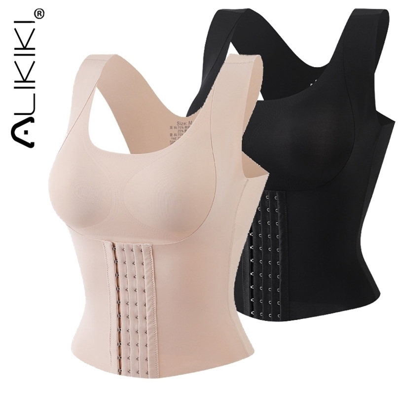 Women Redutive Girdle Posture Corrector Bra Seamless Underwear Sheath Slimming Corset Tops Tummy Control Body Shaper Tank Top 220813, Black with 10 hooks
Women Redutive Girdle Posture Corrector Bra Seamless Underwear Sheath Slimming Corset Tops Tummy Control Body Shaper Tank Top 220813, Black with 10 hooks
