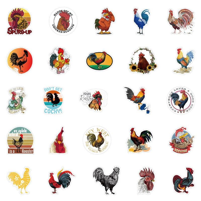 50Pcs Rooster stickers chanticleer sticker cock graffiti Stickers for DIY Luggage Laptop Skateboard Motorcycle Bicycle Decals Wholesale