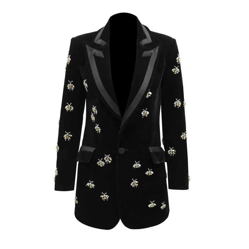 11112 Womens Suits Blazers Fashion Women Suit Designer Clothes Blazer New Arrival Women's Premium Bee Crystal Beaded Velvet Blazer