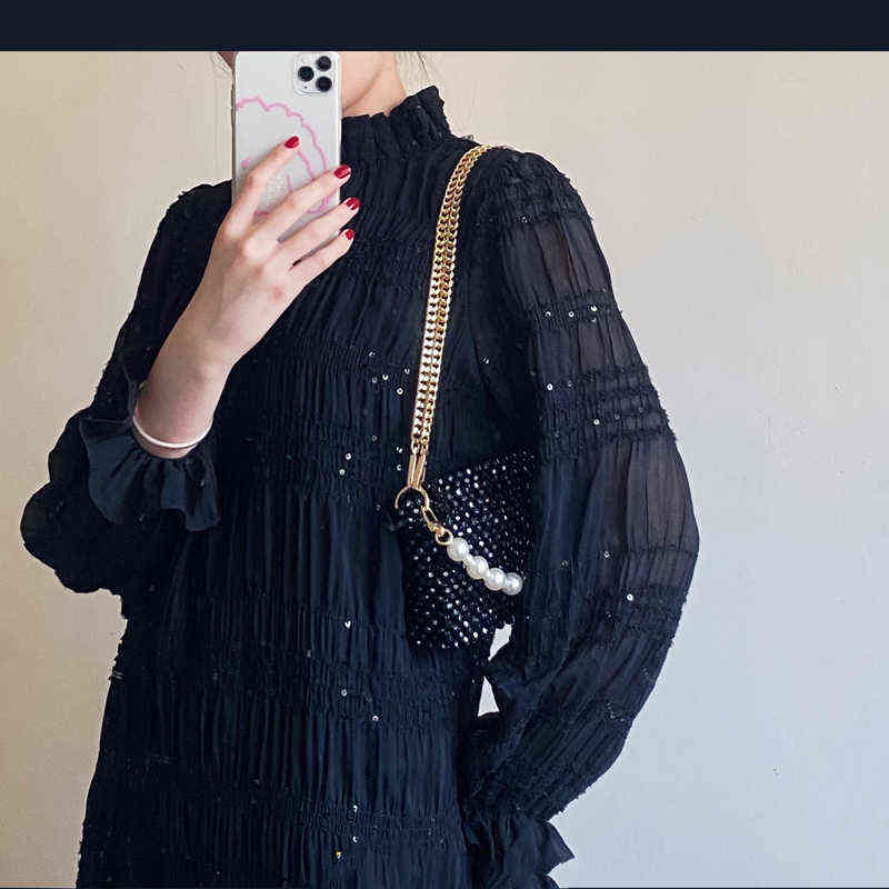 Evening Bags Customized Summer Bead Beach for Women 2022 Metal Golden Chain Design Handmade Woven Female Shoulder Bag Can Hold Phone 220513