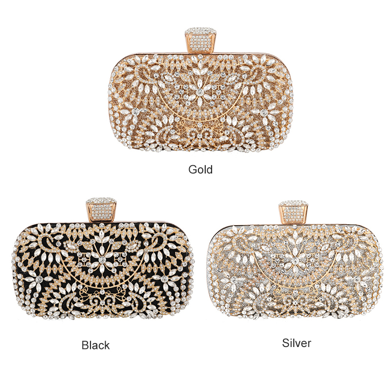 Diamond Evening Clutch Bag For Women Wedding Golden Clutch Purse Chain Shoulder Bag Small Party Handbag With Metal Handle ZD1397 220531