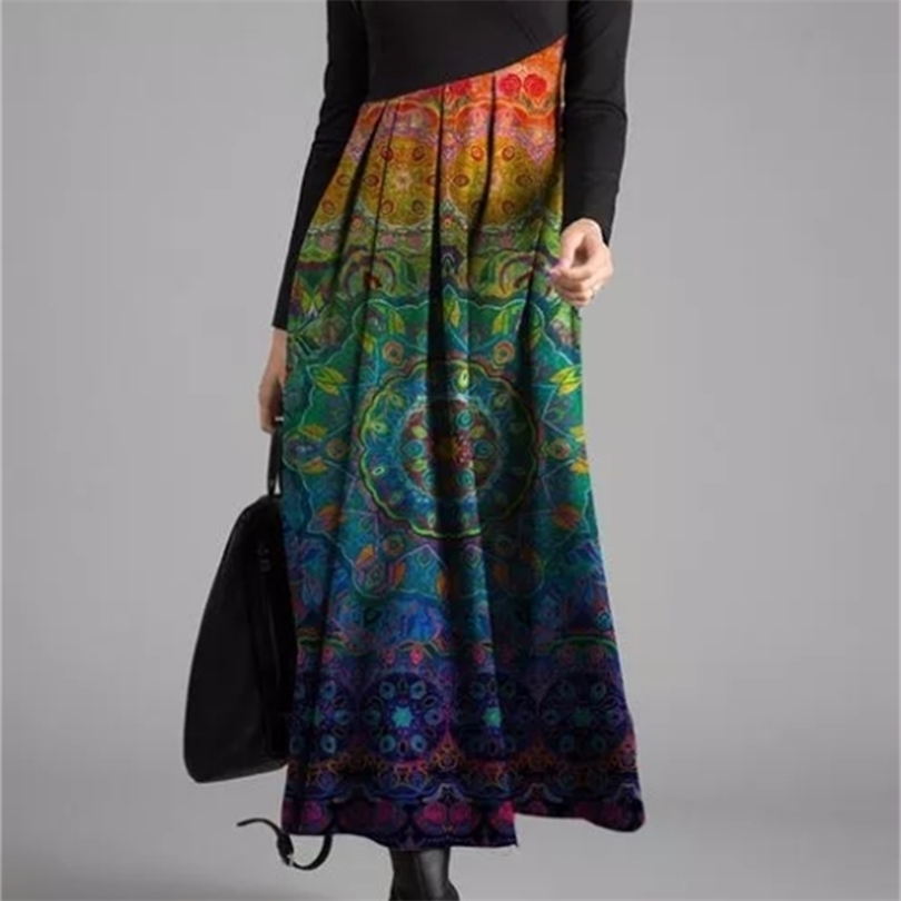 O neck women winter Tshirt dress Long sleeve Fashion dress female casual Chic printing ladies work midi autumn dress 201008