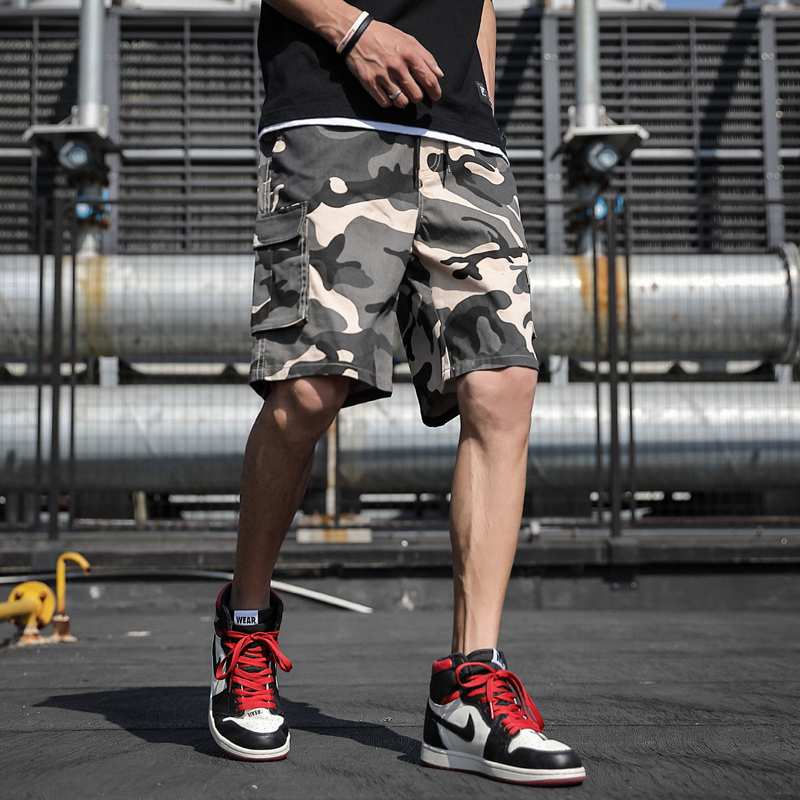 LBL Mens Shorts Summer Cargo Shorts Fashion Knee Length Drawstring Men Shorts Cotton Camouflage Work Bermudas Masculina 5XL 220507