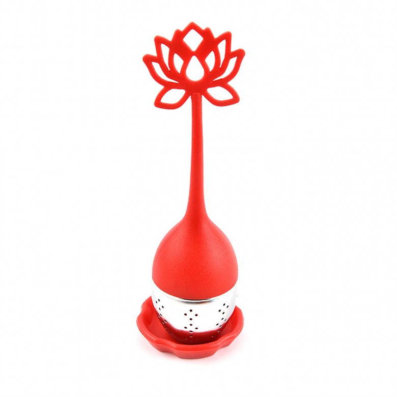 Lotus Shaped Tools Strainer Silicone Handle Stainless Steel Tea Infuser for Loose Teas Leaf or Herbal Free shipping