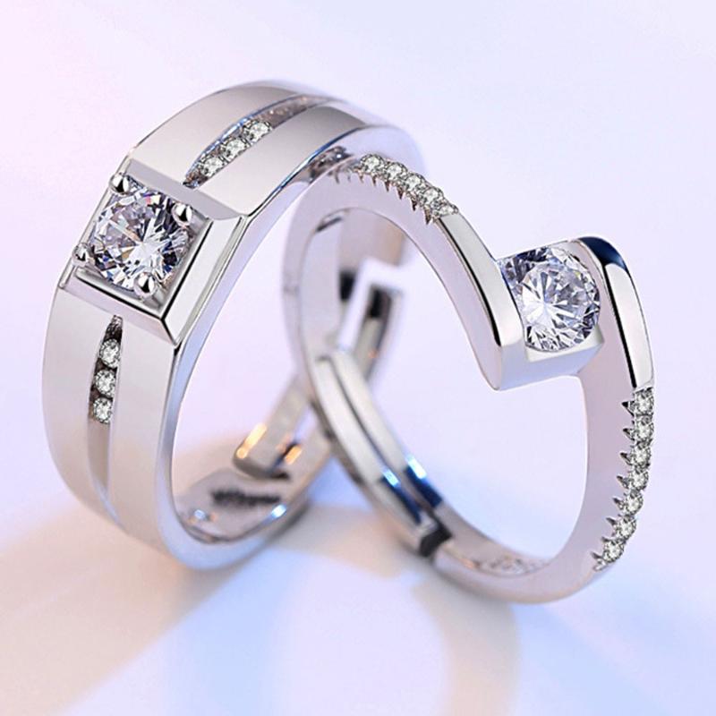 Wedding Rings 2Pcs/Set Copper Silver Plated Classic Resizeable Open Couple Ring Men Women Adjustable Cystal Valentine's Day Gift Wholesa
Wedding Rings 2Pcs/Set Copper Silver Plated Classic Resizeable Open Couple Ring Men Women Adjustable Cystal Valentine's Day Gift Wholesa