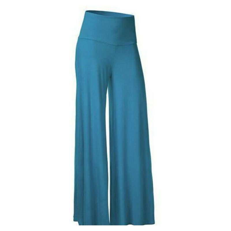 Womens Plus Size High Waist Wide Leg Maxi Long Pants Solid Color Office Lady Loose Stretch Pleated Palazzo Lounge Trousers S-3X 220325